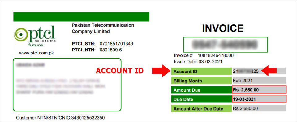 ptcl account id