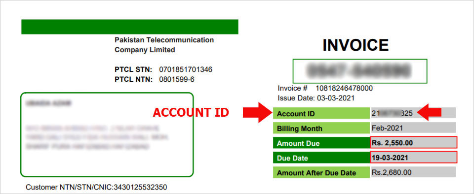 ptcl account id